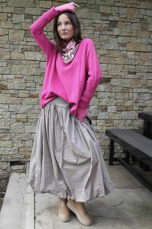 Paloma Bubble Hem Midi Skirt Mocha